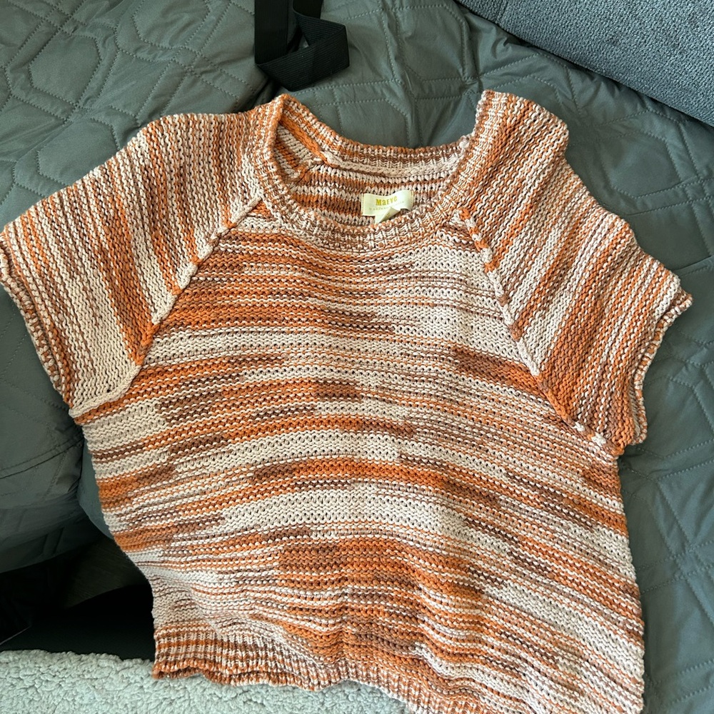 Maeve Orange and Cream Knit Top
